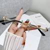 Безободковые солнцезащитные очки Градиентный цвет Очки с огранкой Кошачий глаз Модные Солнцезащитные Декоративные Металлические очки 90256