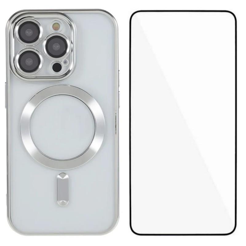 For iPhone 14 Pro Max Magnetic Case WANLONFENG Full Protection Electroplated TPU Cover with Tempered Glass