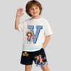 Childrens Pure Cotton ShortSleeved Shorts for Boys Sports Shirt with Cartoon Print Summer TShirt Set