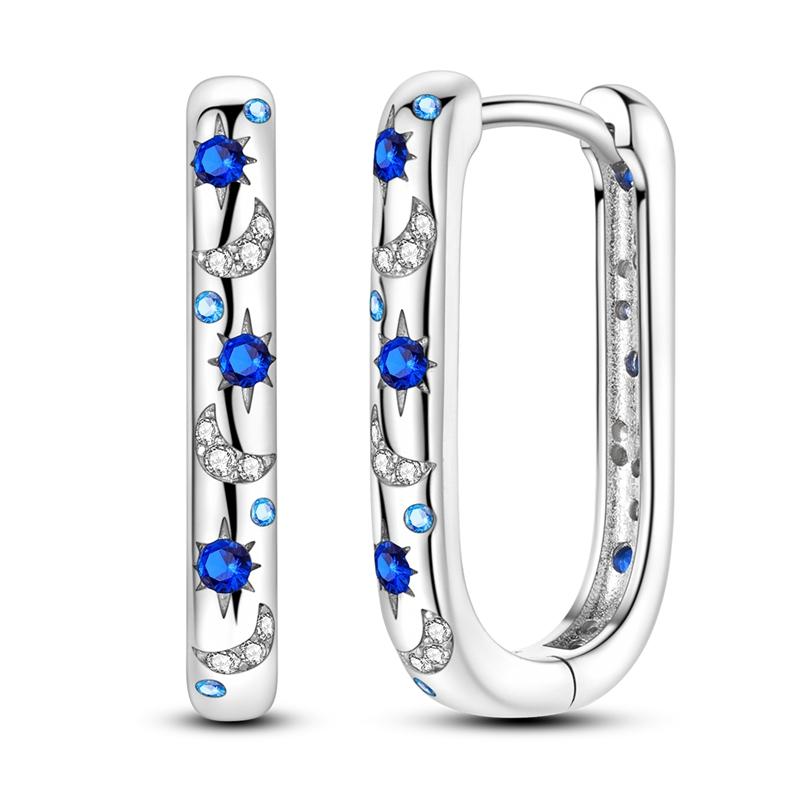 Hot Selling 925 Sterling Silver Blue Stars Butterfly Zircon Exquisite Earrings Suitable For Girls' Charming Jewelry Gifts