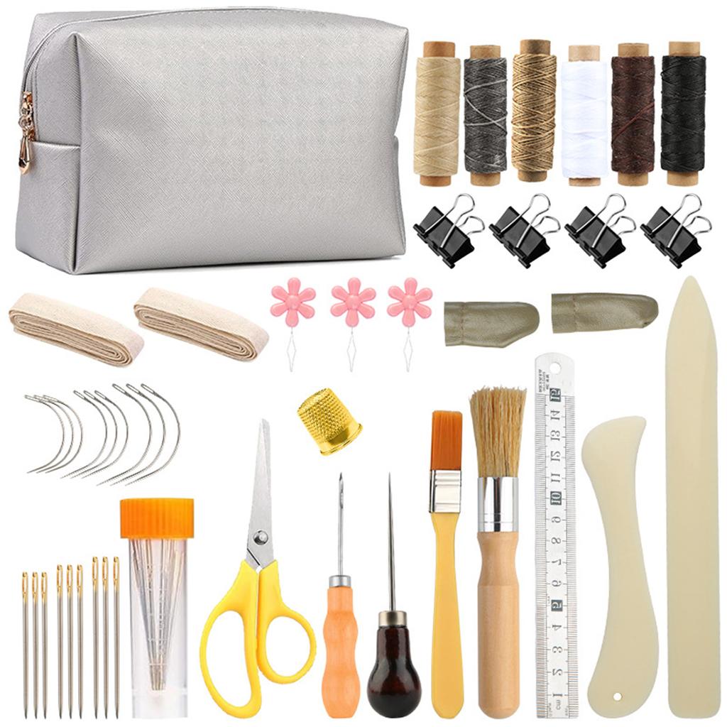 Leather Sewing Set Leather Tool Set Leather Sewing Tool with Leather Sewing Needle and Storage Bag for Leather Sewing