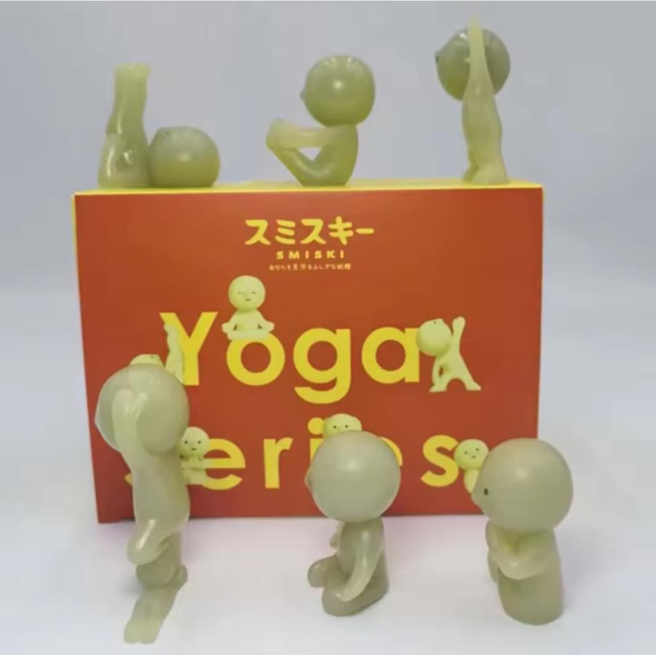 Smiski Yoga Series Blind Box – Luminous Green Figurine, Kawaii Night Light, Cute Collectible Toy, Christmas Gift