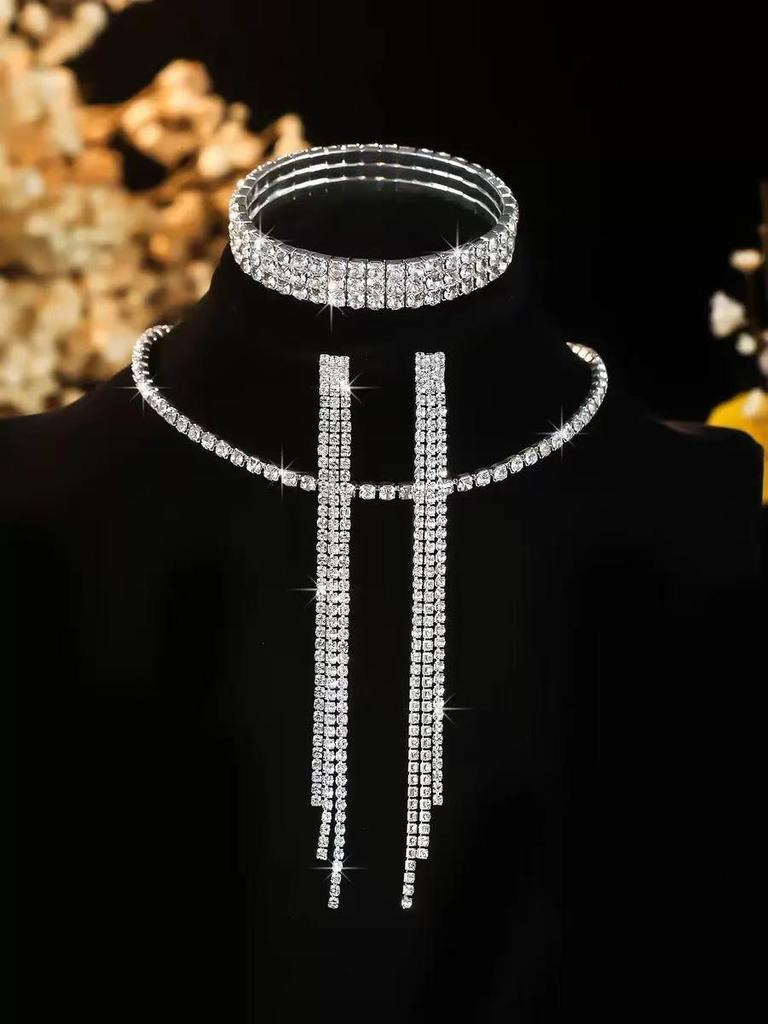 Элегантный межконтинентальный свадебный набор из страз: колье и серьги