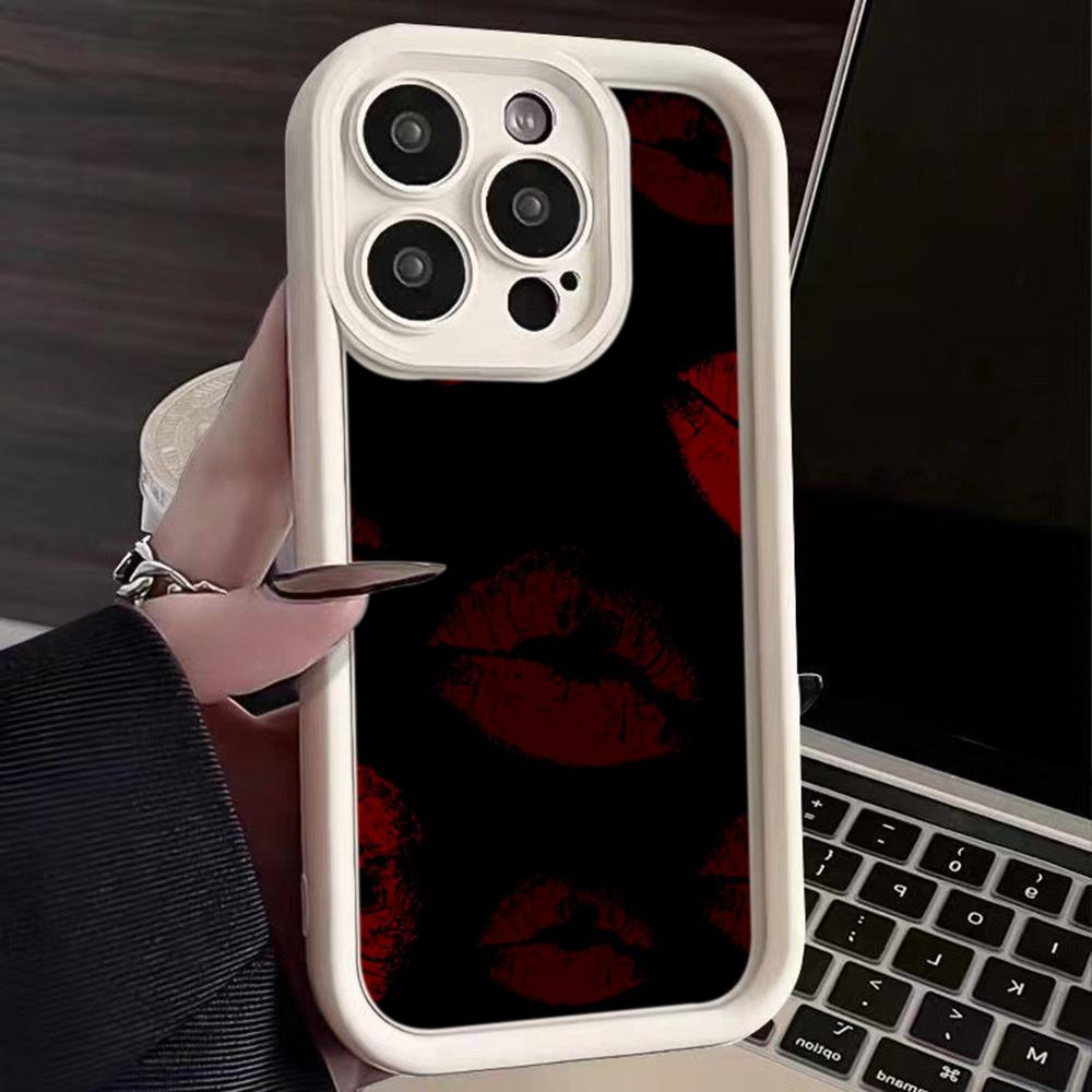 LZ23 Lips Kiss Heart Design Art Silicone Phone Case for iPhone 11 13 14 15 16 Pro Max 7 8 16 Plus 12 Mini XS Max XR Shockproof Back Cover