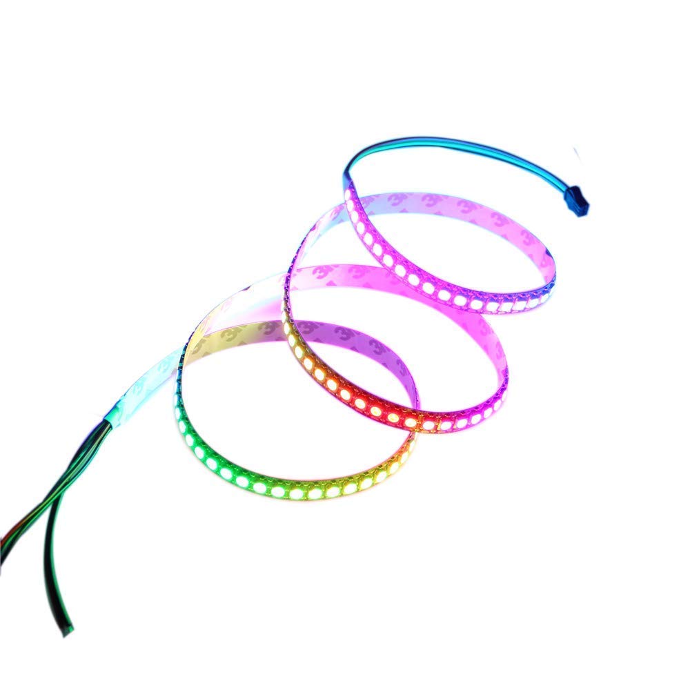 ALITOVE Адресная светодиодная лента 5050RGB, WS2812B, 1 м, SMD, 144 светодиода, Пиксели «Цвет мечты», Неводонепроницаемая, Черная основа, DC 5V