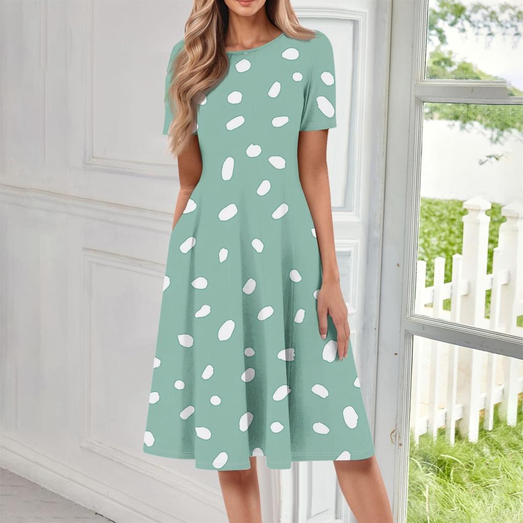 Dresses For Women Summer Casual Button Up V-neck Short Sleeve Wear To Work Dresses