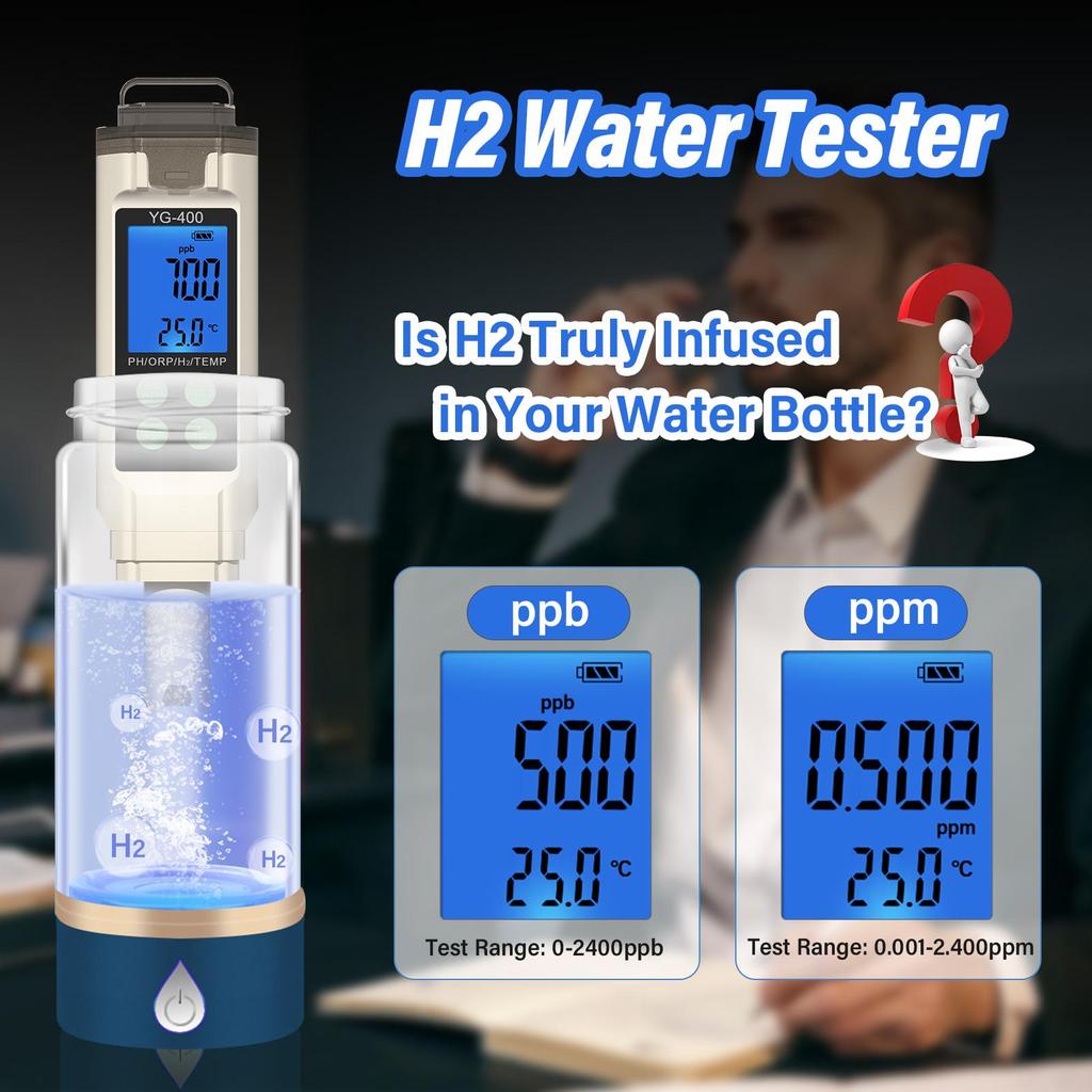 Yieryi 4 In 1 Digital Water Quality Tester PH ORP H2 Temp Meter Reactive Oxygen Analyzer For Hydrogen Water Aquarium Hydroponics Lab