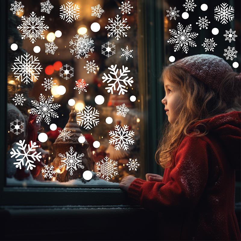 Наклейка для украшения фона окна, наклейка на окно с белой снежинкой