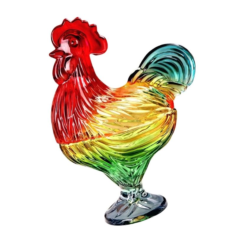 652F Glass Crystal Cocks-Shape Candy Dishes Creative Chicken Fruit Bowl with Lid Table Decoration Dessert Plate Home Decors
