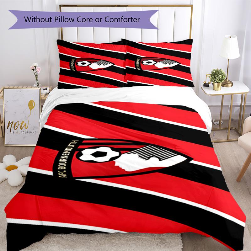 Soccer Ball Afc Crest Printed Pattern Duvet Cover Set – includes 1 duvet cover and 2 matching pillowcases Bedroom decor Christmas gifts