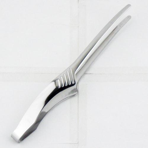 Nagao Tsubame-Sanjo Clay Tongs, Economy Type, Mirror Finish, 18.3cm Short, Stainless Steel, Perfect for Yakiniku, Pasta, Camping, and BBQs, Made In Ja