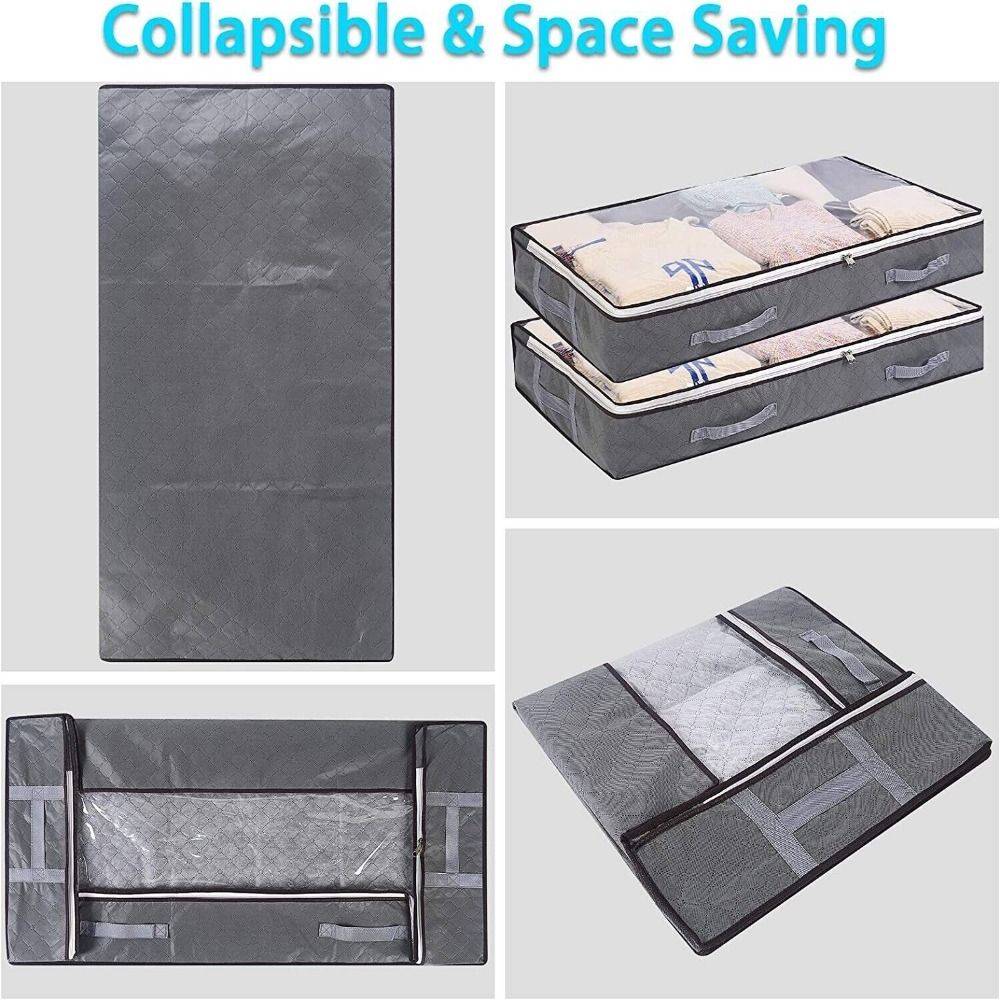 Large Underbed Storage Bag Foldable Storage Totes Fabric Storage Bags Shoes Clothes