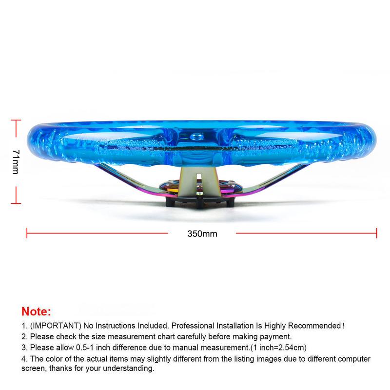14inch 350MM Acrylic Steering Wheel & Horn Button 6 Holes Neo Chrome Steering Wheel Depth 71MM BX102089