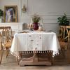 Embroidered Tassel Imitation Cotton Linen Tablecloth