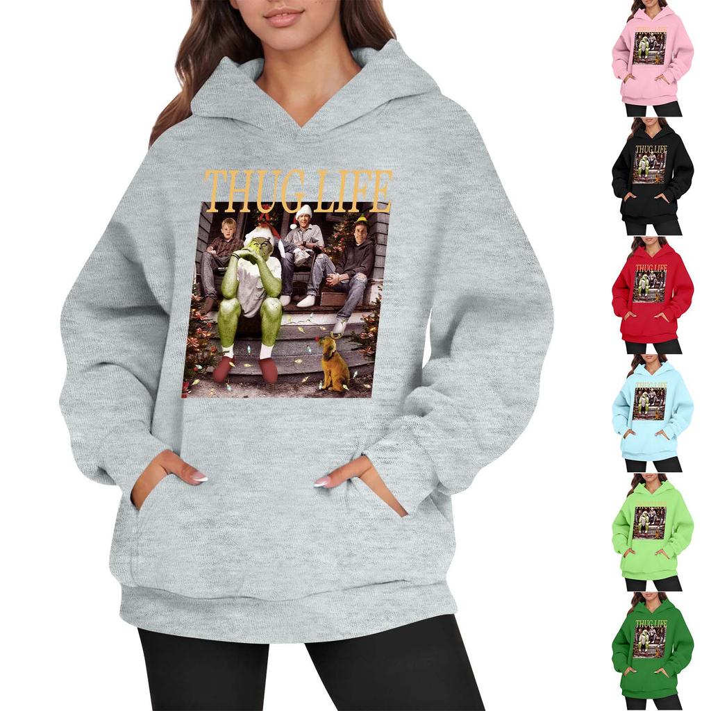 Women's Fashion Women's Lightweight Long Sleeve Pullover With Pockets Preppy Graphic Hoodie