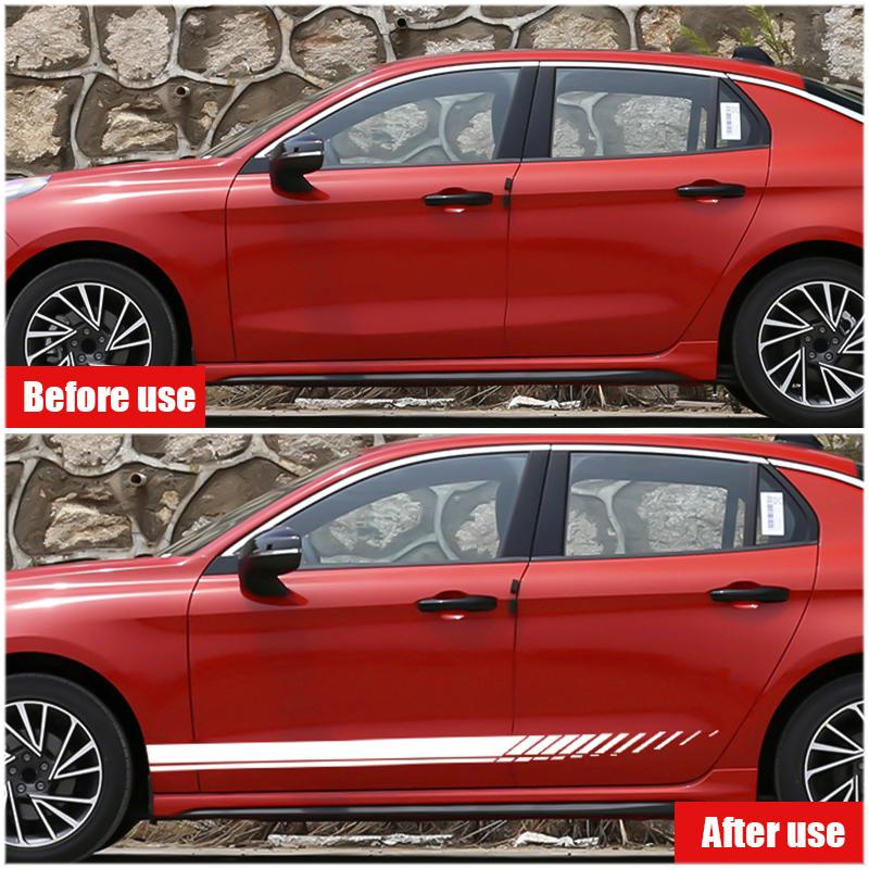 SEAMETAL Automobile 2Pcs/Set Racing Stripes Car-Styling Vehicle Body Side Decals Stickers Decoration