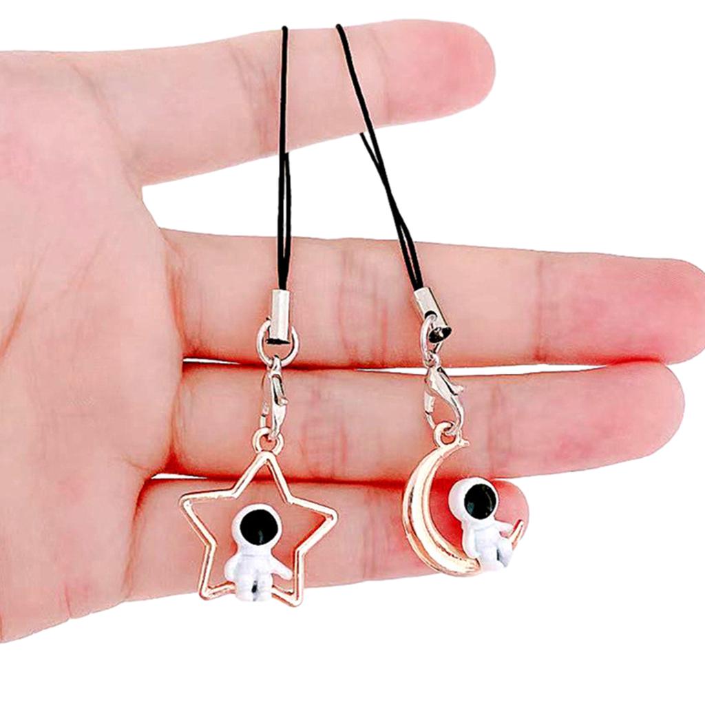 Creative Phone Lanyard Moon/Star Astronaut Keychain Adorable Cartoon Keyring Charm for Bags Stylish Phone Decoration