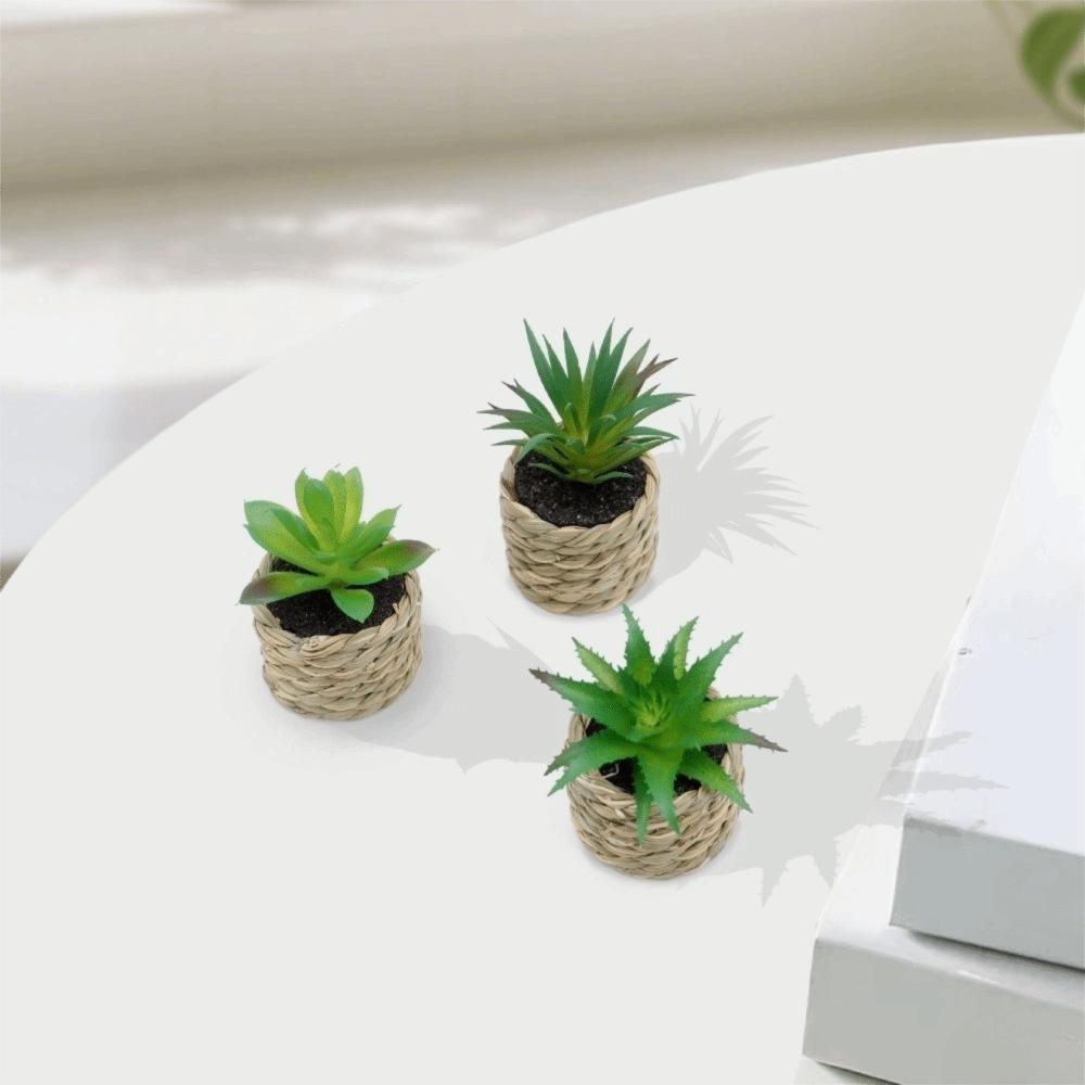 Fake Simulation Potted Plants Mini Doll House Decoration Artificial Plants Tabletop Decor