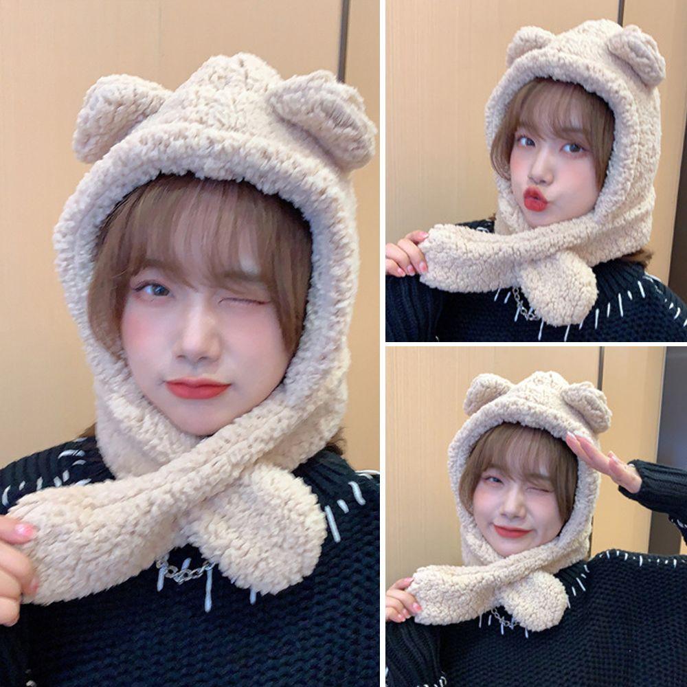 Warm Plush Cute Beanies Caps Earflap Earmuff Bear Ear Hat Winter Hats