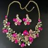 Fashionable Zinc Alloy Floral Jewelry Set with Rhinestones Comfort Fit Necklace And Earrings For Versatile Outfits