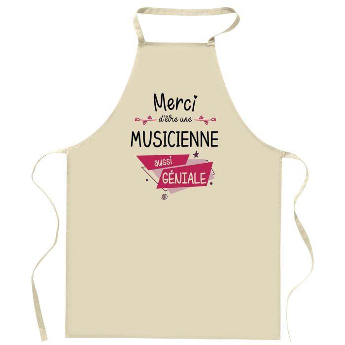 Tablier de cuisine - Musicienne - Coton résistant - Impression durable (France) - Liens ajustables