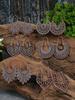 Vintage Bronze Women's Dropped Earrings Bohemian Geometric Carved Earrings Women's Ethnic Zircon