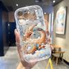 Cream Wave Curved Silicone Glossy Soft Case Chinese Dragon Printed Shell Mobile Phone Back Cover for iPhone Samsung Xiaomi