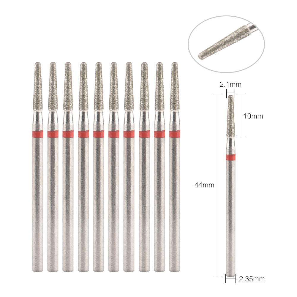 10 шт., сверла для ногтей, алмазные борфрезы, шлифовальные насадки, аксессуары для гель-лака для ногтей, инструмент для дизайна ногтей, хвостовик, резьба, полировка