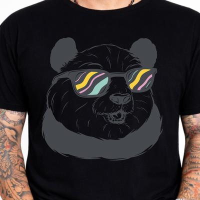 Cool Panda Sunglasses T-Shirt Retro Bear Graphic Tee Animal Lover Gift Shirt.