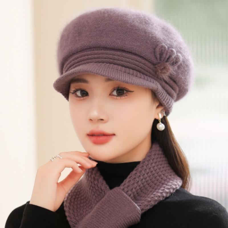Шапка женская осенне-зимняя утепленная шапка модная защитная шапка для ушей плюшевая универсальная шерстяная шапка вязаная шапка