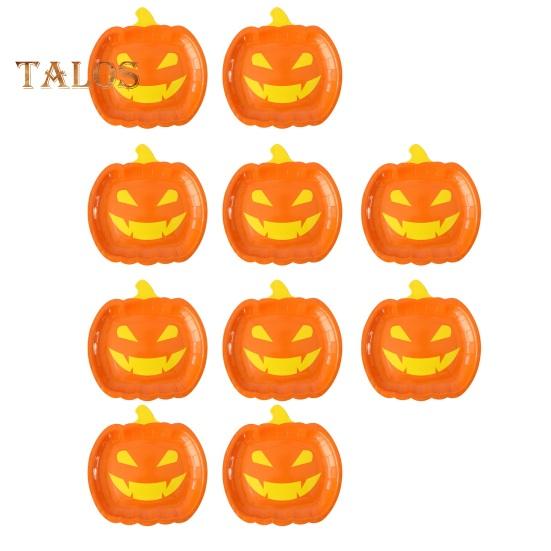 10 шт., бумажные тарелки с тыквой на Хэллоуин, праздничная посуда, маслостойкие обеденные тарелки на Хэллоуин, День Благодарения для вечеринок по сбору урожая