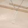 Cazador Cute Cat Long Tail Pendant Necklace for Women Stainless Steel Animal Kitten Charm Necklace Wholesale Gift Jewelry