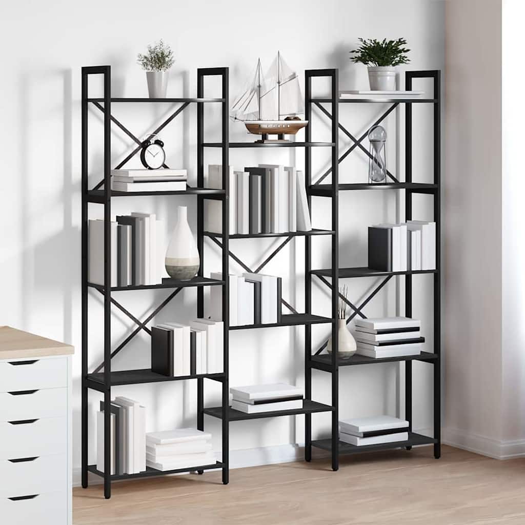Bookshelf Black Oak Look 156 x 25 x 167 cm
