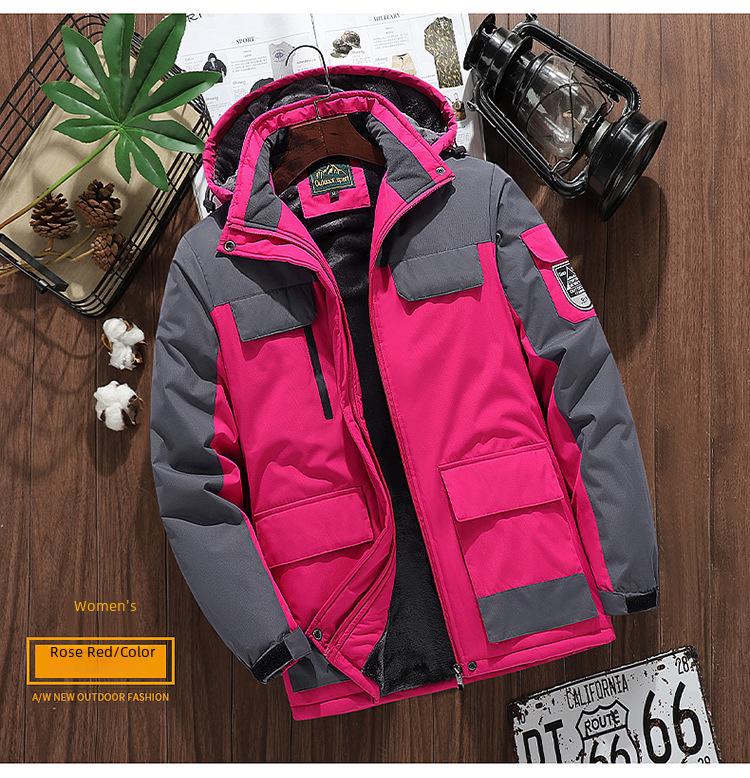 Мужская ветрозащитная водонепроницаемая хлопковая куртка: Осень/Зима Плюс Утолщенный Бархатный Стиль Для Пары На Открытом Воздухе