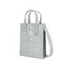 MCM Aren Monogram Print Detachable Adjustable Shoulder Strap Coated Canvas Napa Leather Trim Tote Shopping Bag Mini Women Tote Bag Gray MMTCSKC02FP001