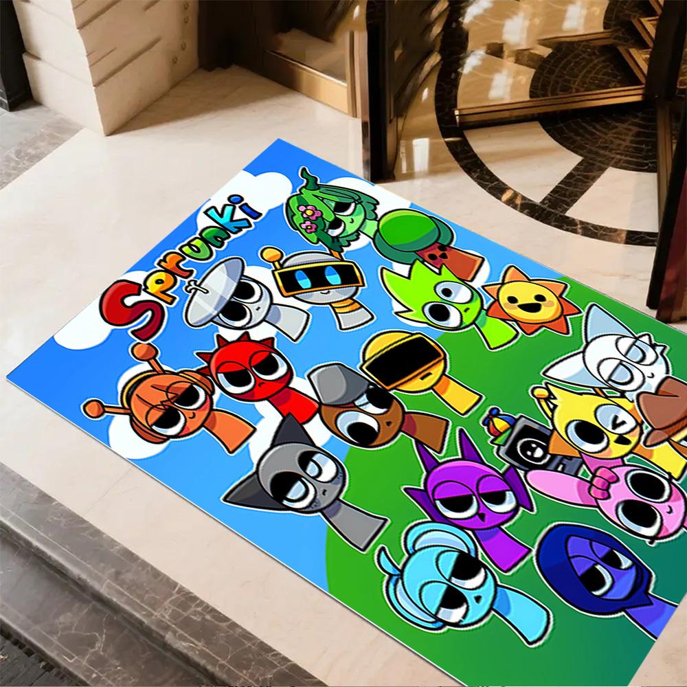 Colorful Creatures Gathering Floor Rug Office Rug Suitable for Kitchen Dining Room Decorate room Outdoor Antislip Carpet Anime Office Decor