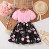 Платье для девочек, летнее детское платье с милым бантом и цветочным принтом, детское платье принцессы с рукавами-крылышками