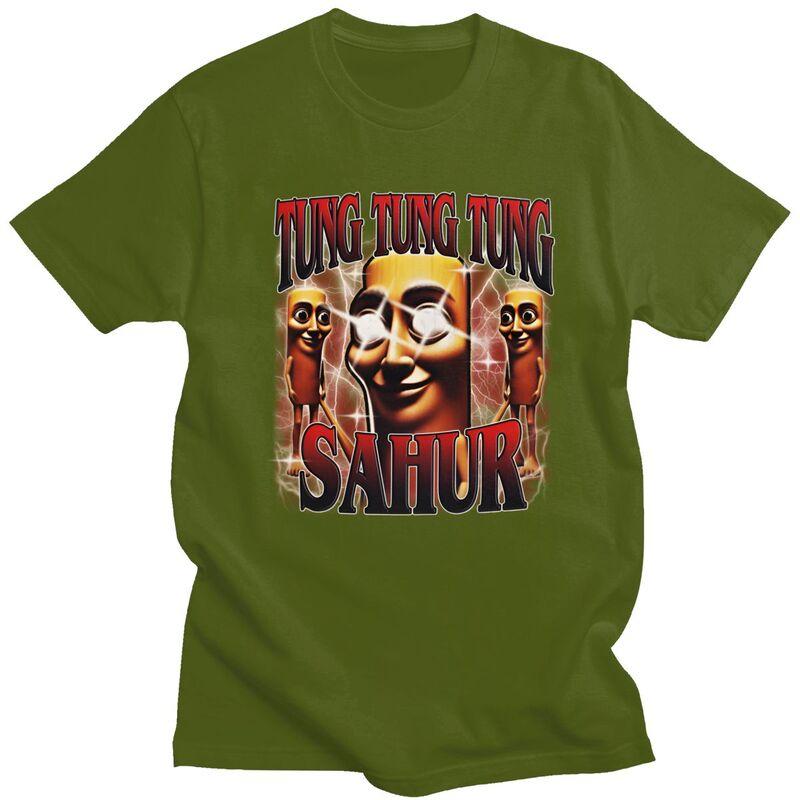 Men Tung Tung Tung Sahur Italian Brainrot T Shirts 100 Cotton Colthing Leisure Novelty Creative Graphics Tee Tops