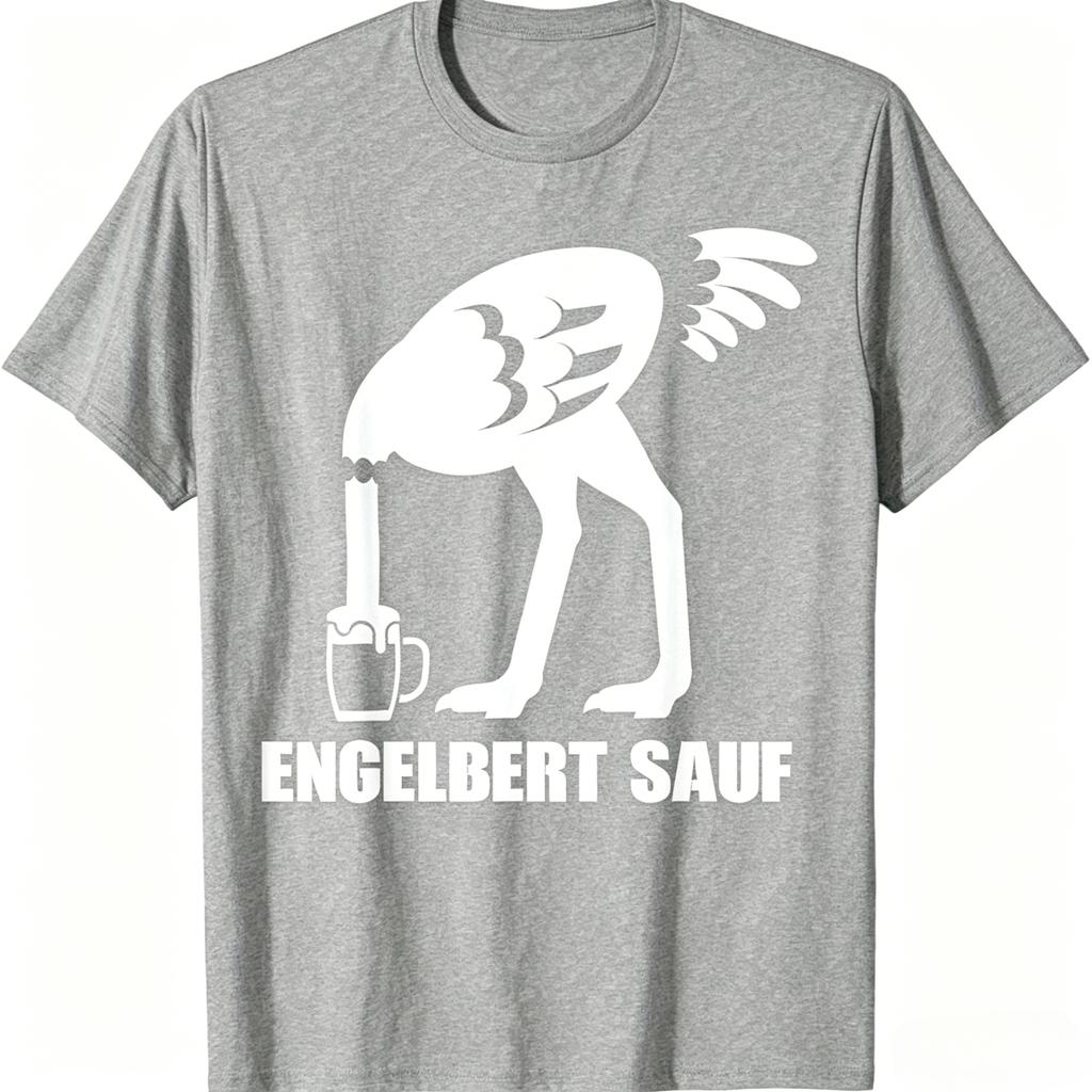 Gerunisex Humor Ostrich Beer Mug Print TShirt Engelbert Sauf Funny Bird Drinking Tee Unisex Unisex Bar Party Daily Wear Tops