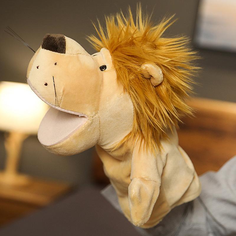 Cute Animal Hand Puppet Toy Gloves Open Mouth Can Move Dinosaur Lion Wolf Doll Tiger Children'S Gift