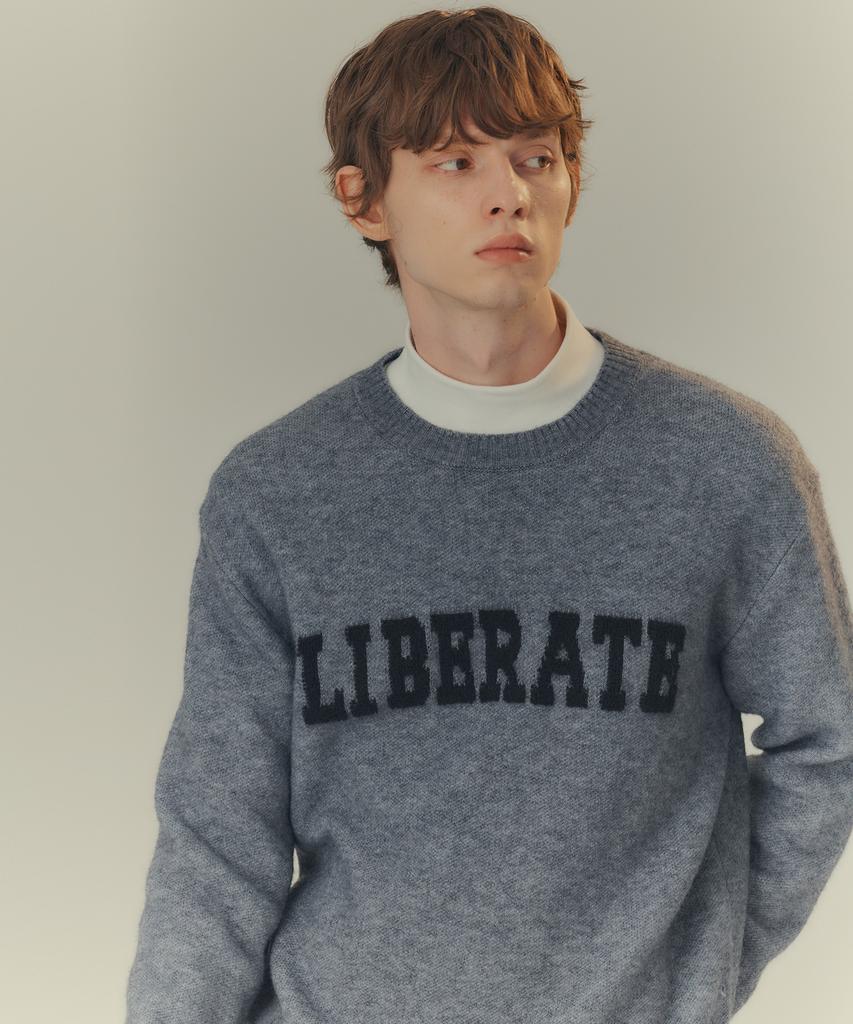 MINDBRIDGE Вязаный свитер полуoversize с буквенным принтом Boucle