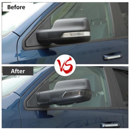 Rearview Mirror Turn Signal Light Trim Cover For Dodge Ram 1500 18+ Smoked Black
