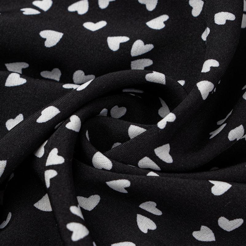 Женская весна-лето повседневная блузка Рубашка Топ с пышными рукавами и отложным воротником Однобортный бандаж из шифона с узором «Любовь» с принтом Черный SML XL