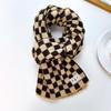 2024 Women's High-End Korean Blue Checkerboard Knit Scarf - Winter Warm Shawl