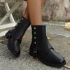 Fall New Block Heel Single Boots Women's Round Toe Sleeve Studded Metal Buckle Non-Slip Soft Sole Booties