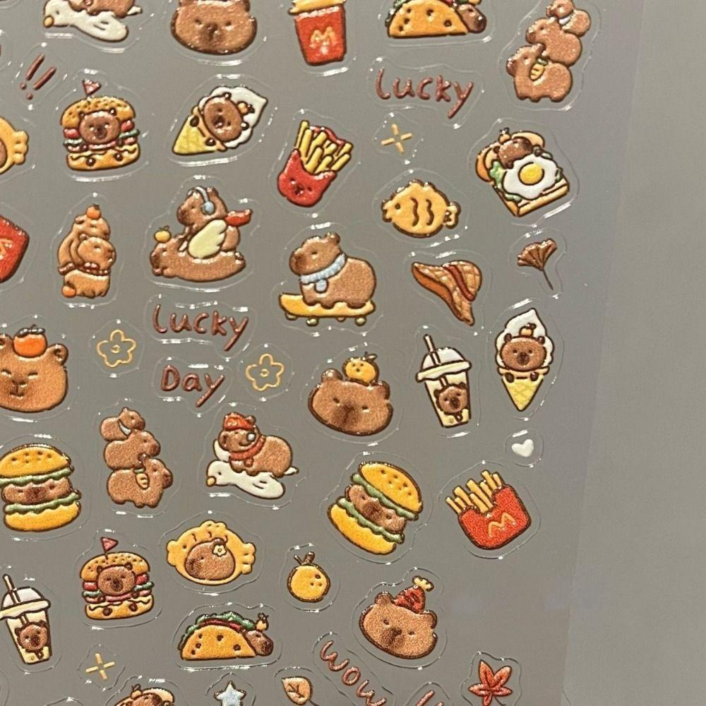 1/10 шт. Коричневый Капибара Капибара Наклейка для ногтей Милые мультяшные наклейки с капибарой Декаль Наклейка для нейл-арта