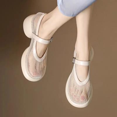 Женские сандалии baotou, римская обувь с толстой подошвой, дышащей сеткой и пряжкой, новая летняя обувь Мэри Джейн