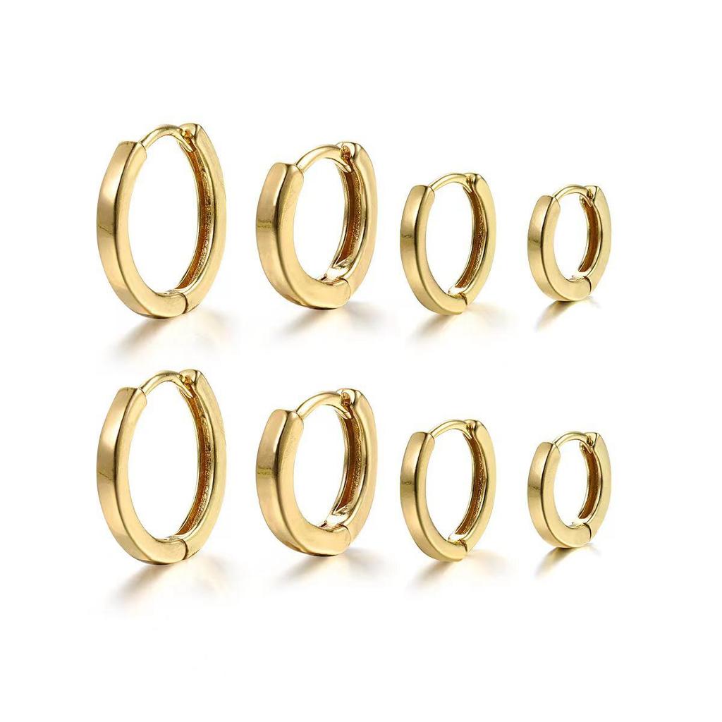 Серебряные серьги с инкрустацией цирконием 18 карат, позолоченные - ювелирные изделия в корейском стиле