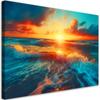 Canvas Print, Sunset and Sea Waves