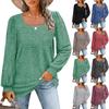 2024 Women's Autumn/Winter New Loose Casual Bubble Sleeves Square Neck Long Sleeved T-shirt